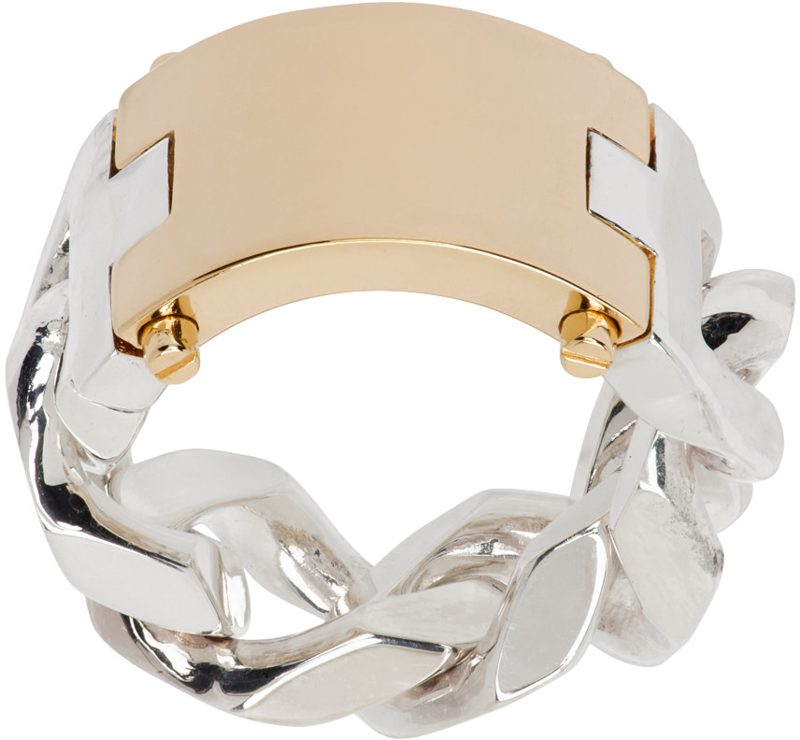 Gold & Silver Curb Chain Ring 242798M147001