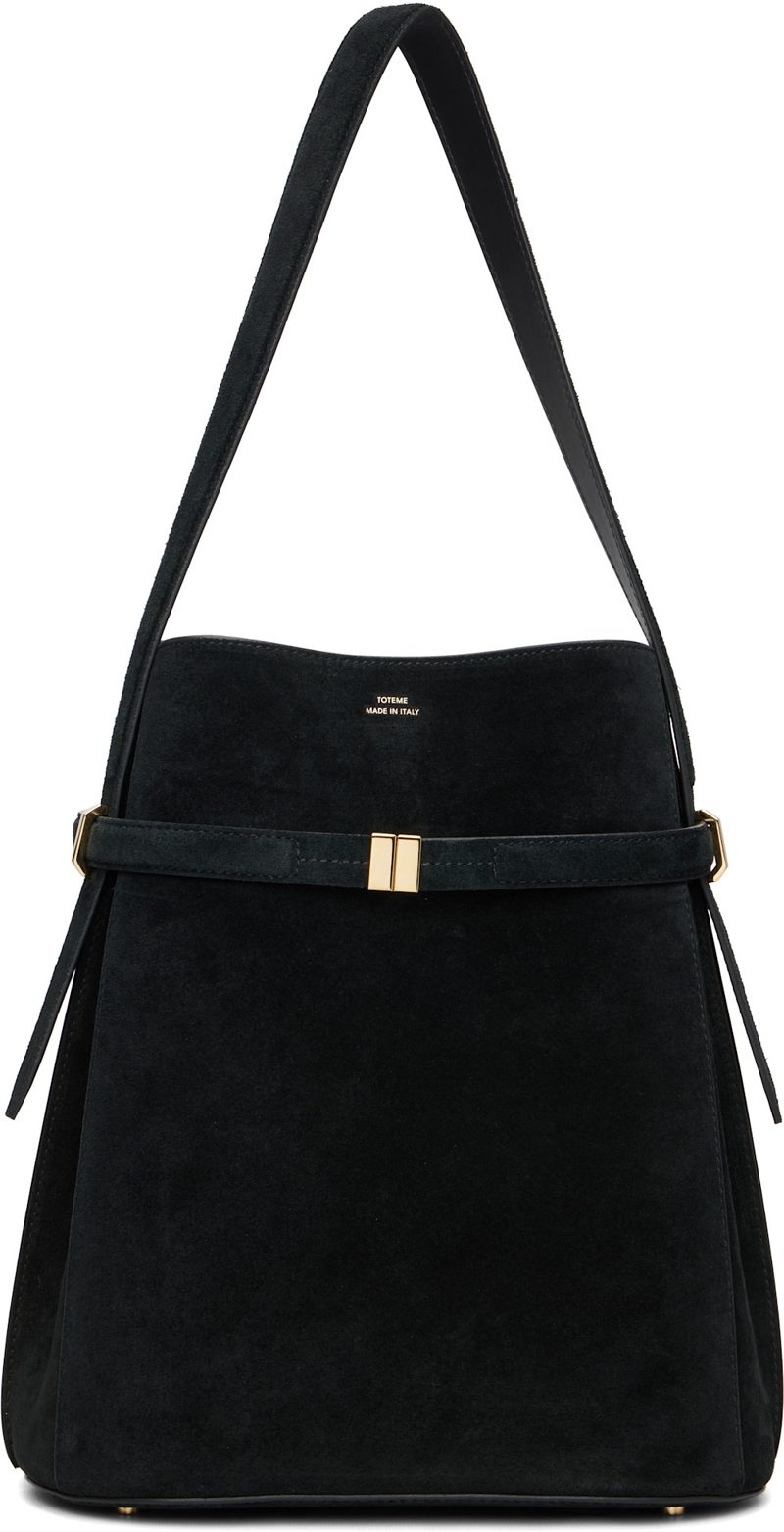 TOTEME Black Belted Suede Bucket Bag 261771F048008