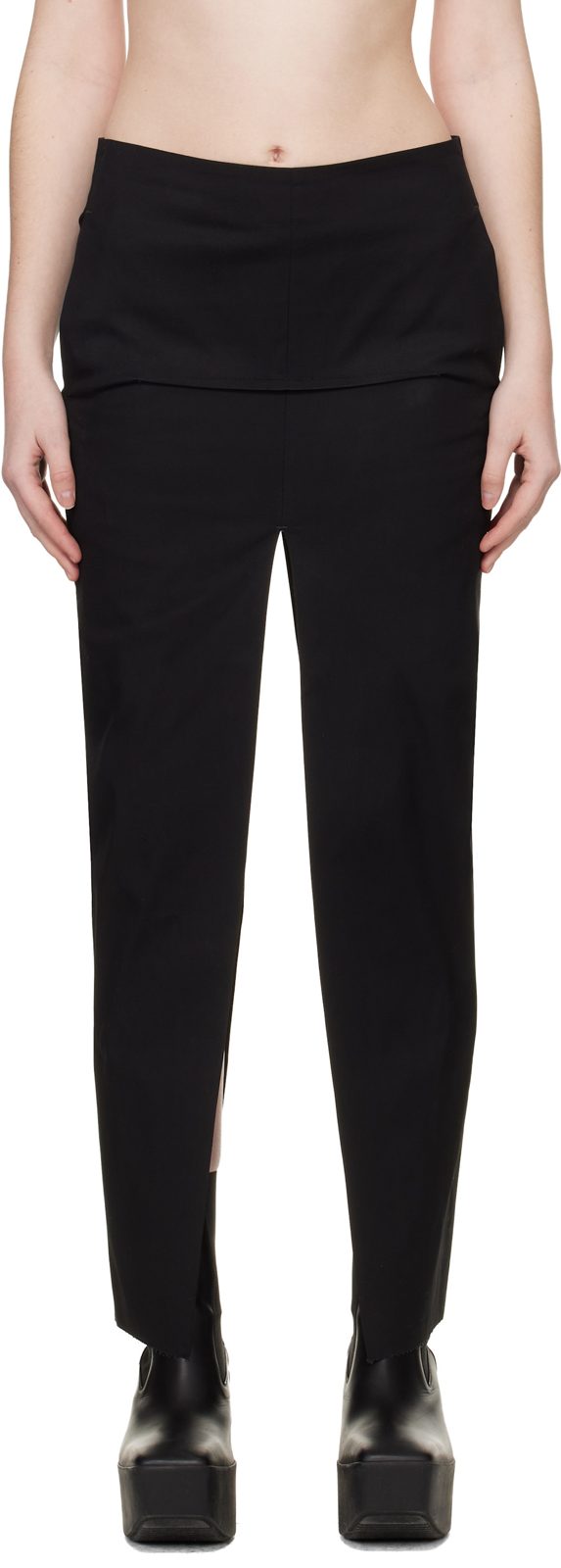 Black Temple Sliced Midi Skirt 261232F092018
