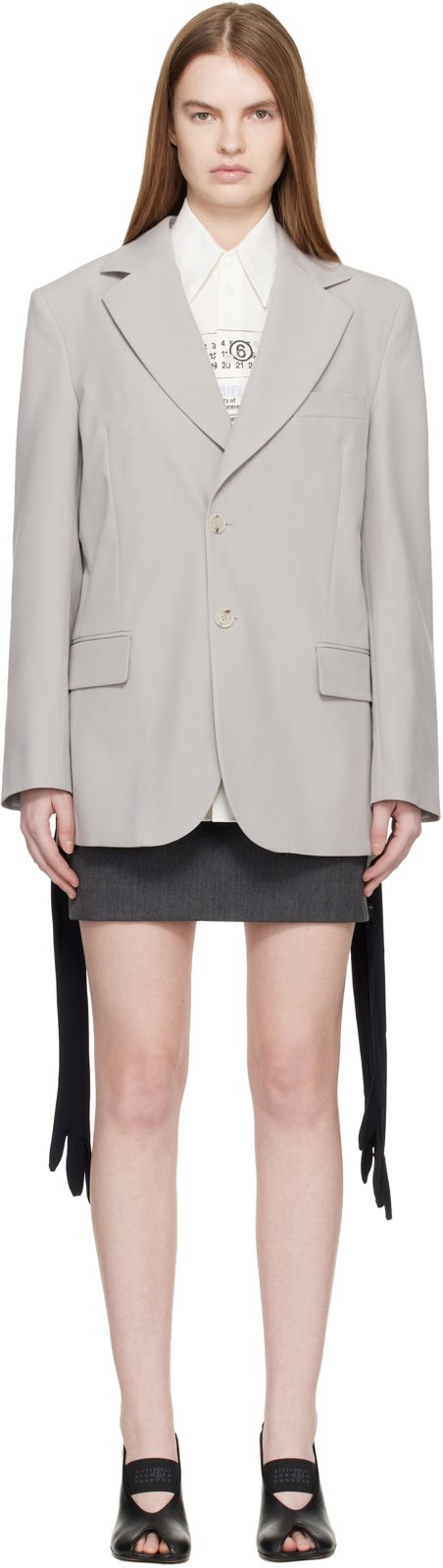 Gray Wool-Blend Blazer 261188F057002