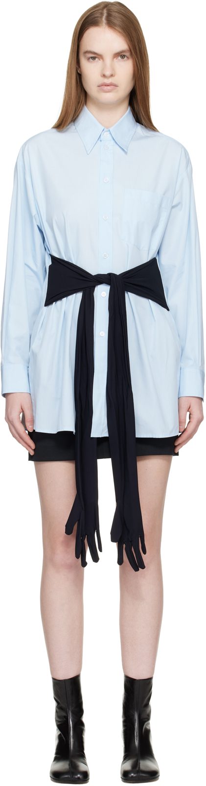 Blue Cotton Poplin Shirt 261188F109003