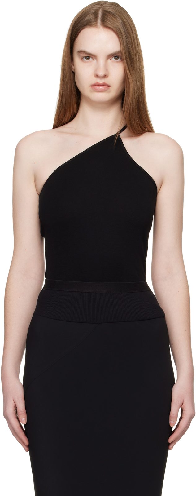 Black Temple One Shoulder Top 261232F111032