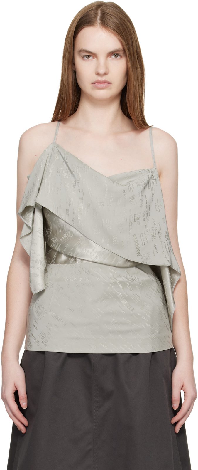 Gray Folded Jacquard Camisole 261188F111001