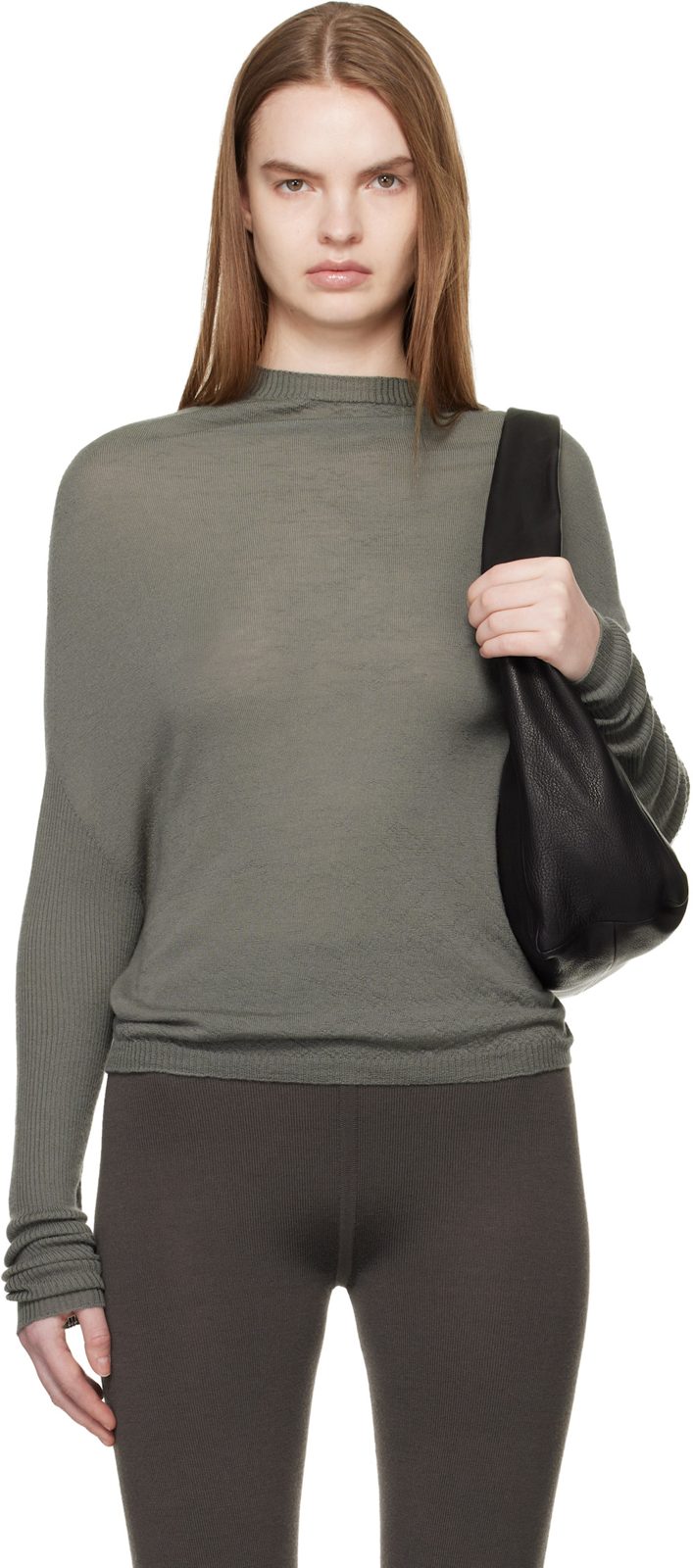 Khaki Temple Crater Knit Sweater 261232F096020
