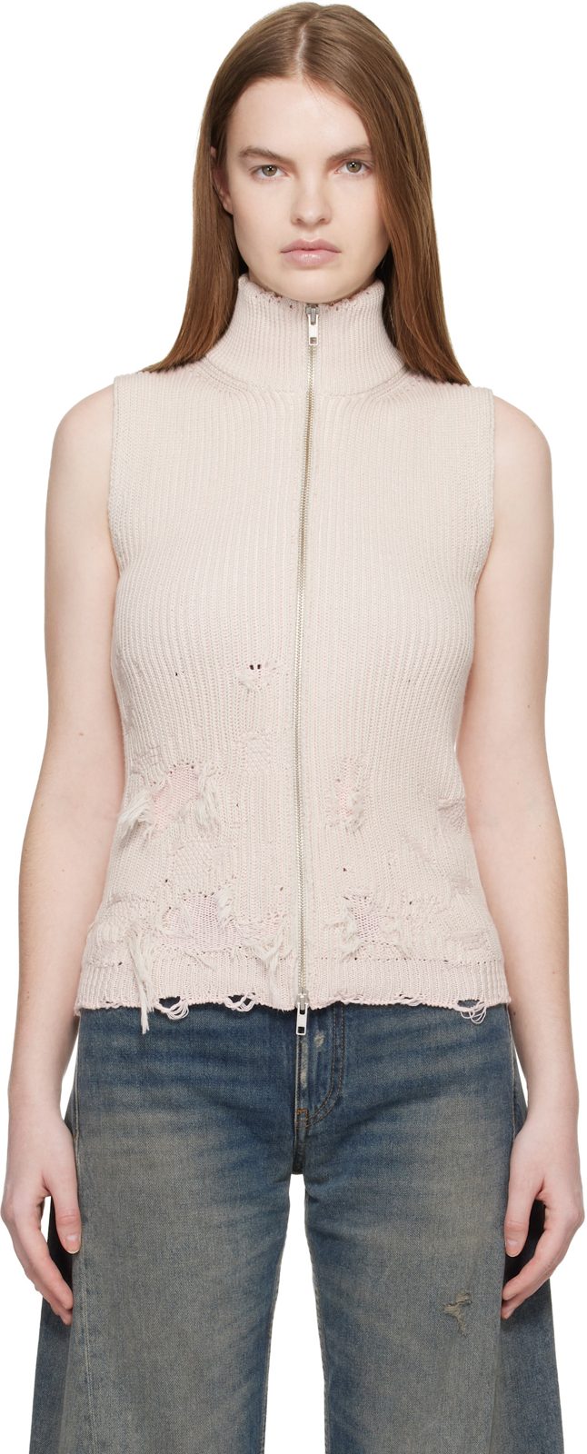 Pink Amended Optical Ribs Vest 261188F099003