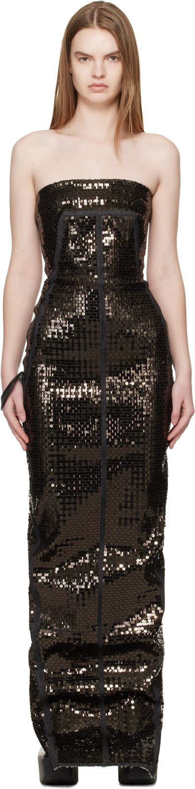 Black Temple Bustier Maxi Dress 261232F055014