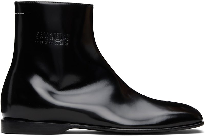 Black Leather Ankle Boots 261188M228000