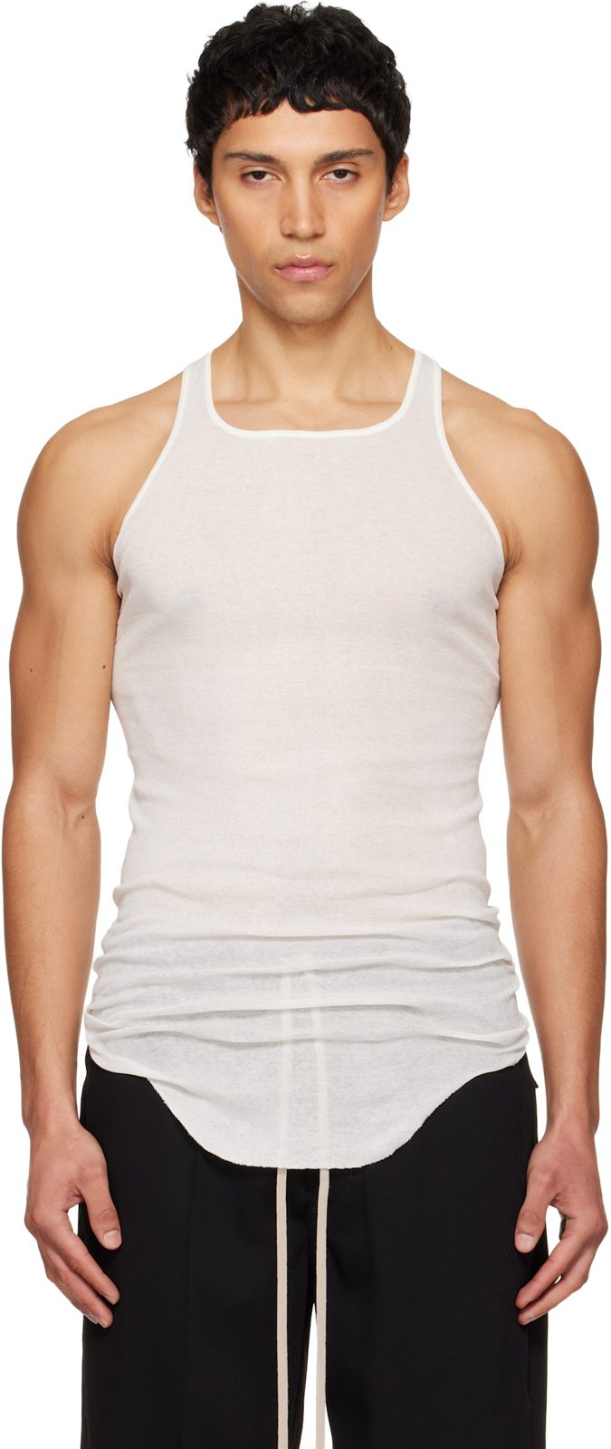White Temple Basic Rib Tank Top 261232M214009