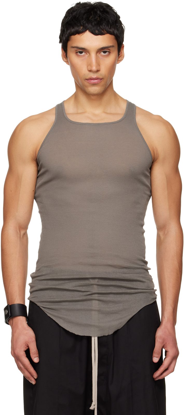 Gray Temple Basic Rib Tank Top 261232M214007