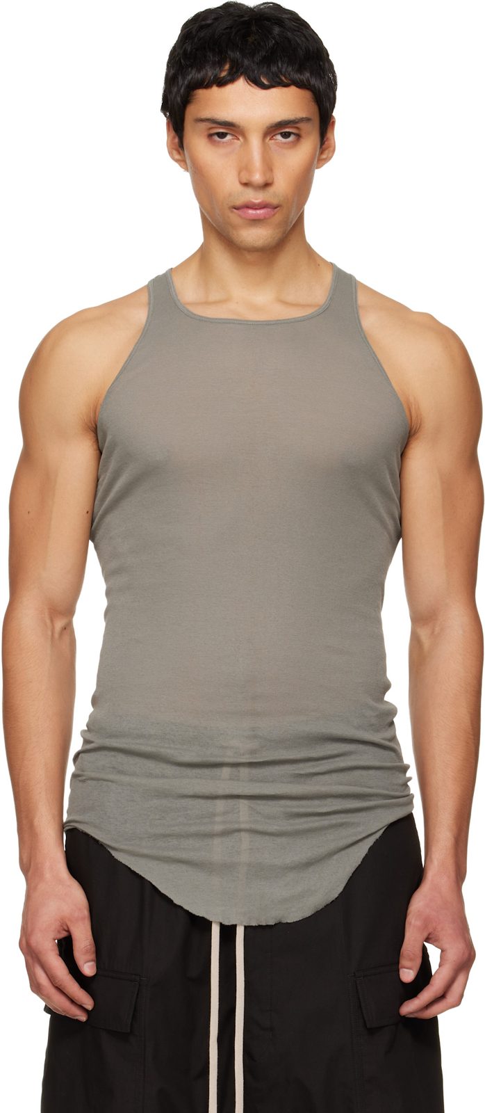 Gray Temple Basic Rib Tank Top 261232M214006