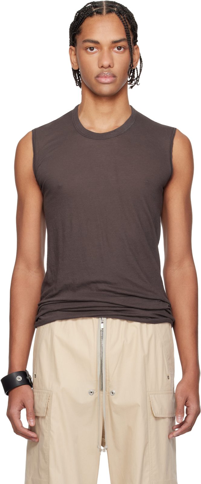 Brown Temple Basic SL Tank Top 261232M214020