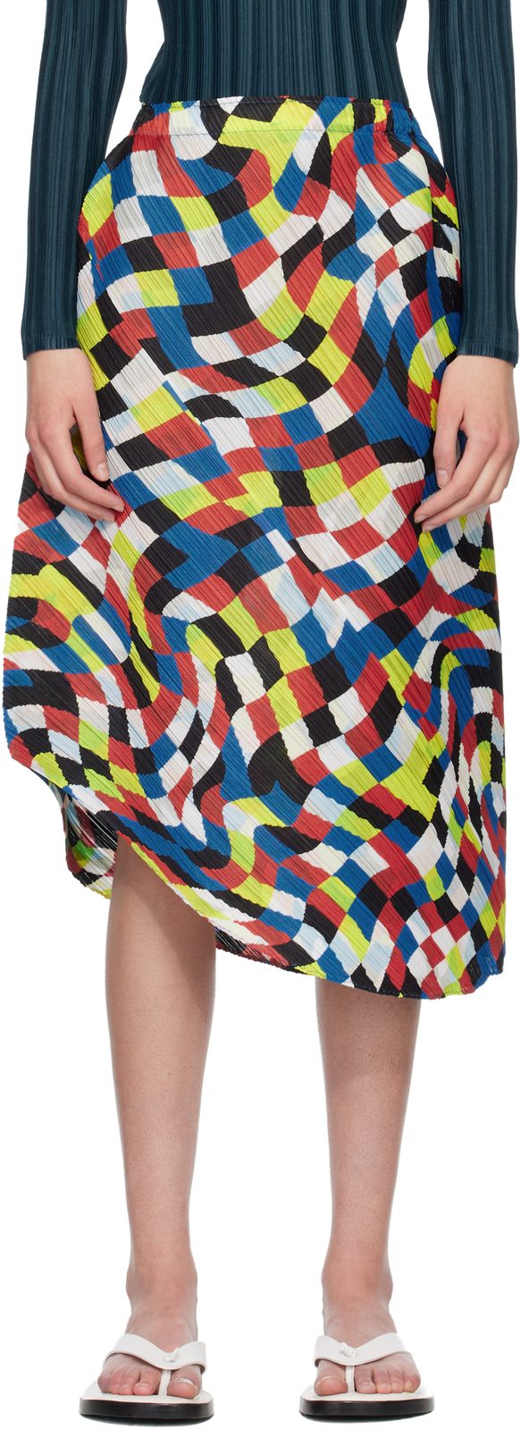 PLEATS PLEASE [이세이 미야케] Multicolor Dancing Square Midi Skirt 261941F092000