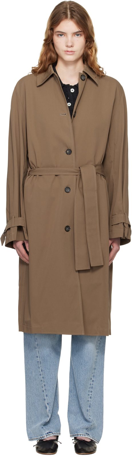 TOTEME Khaki Light Spring Trench Coat 261771F067001