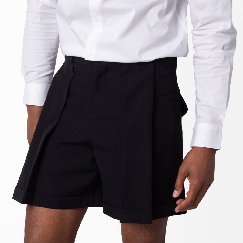 Pleated Grain De Poudre Bermuda Shorts