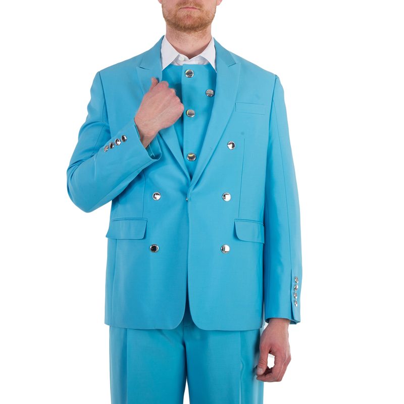 Mens Bright Opal Blue Wool Tailored Jacket