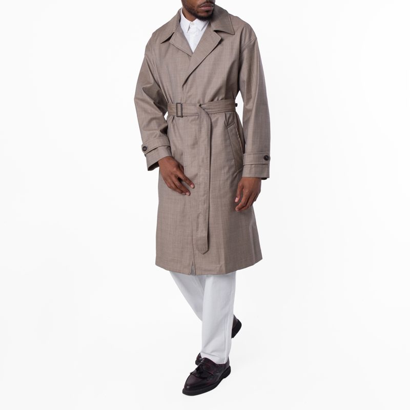 Emporio Armani Virgin-Wool Belted Trench Coat