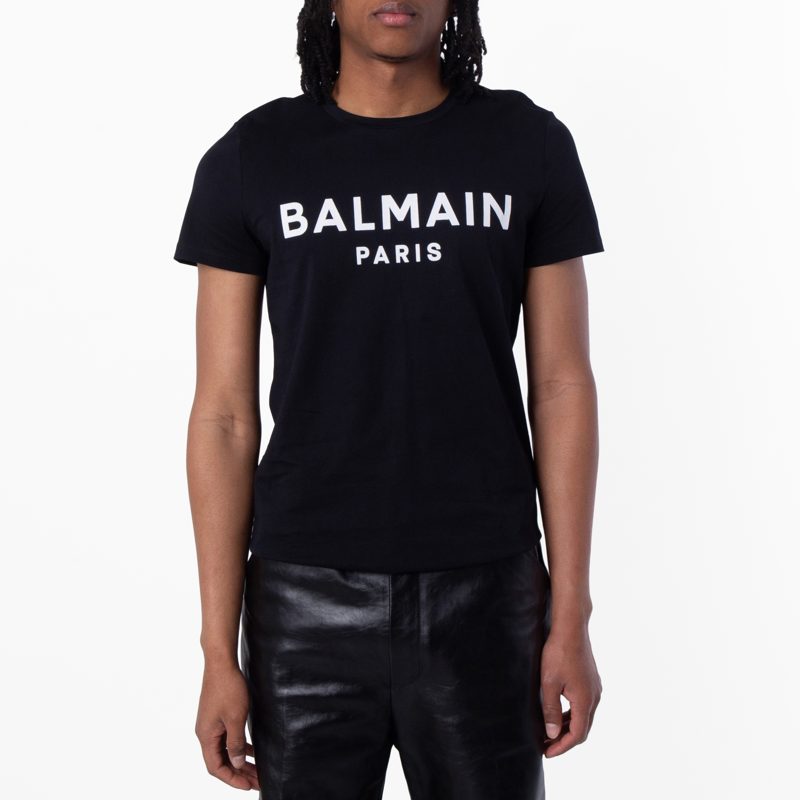 Flock Logo Print Cotton T Shirt