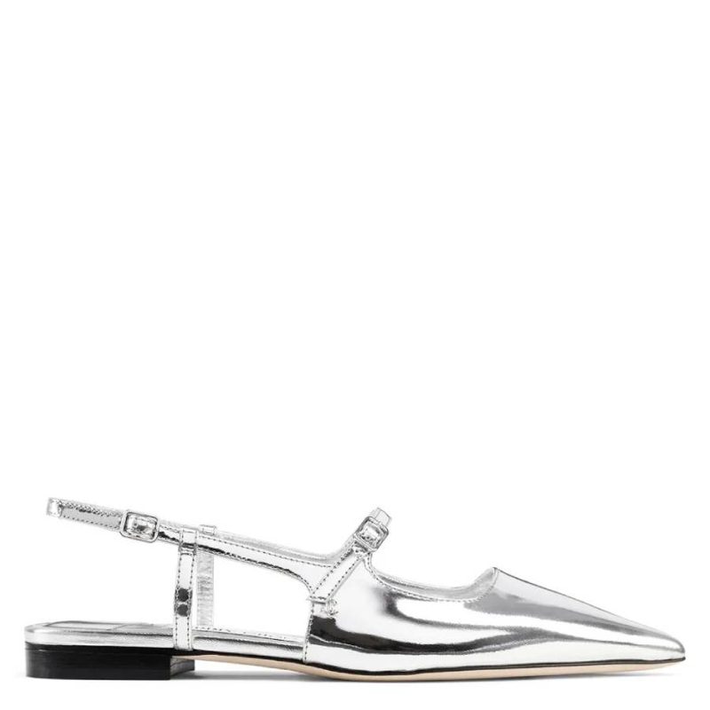 Silver Didi Leather Ballet Flats