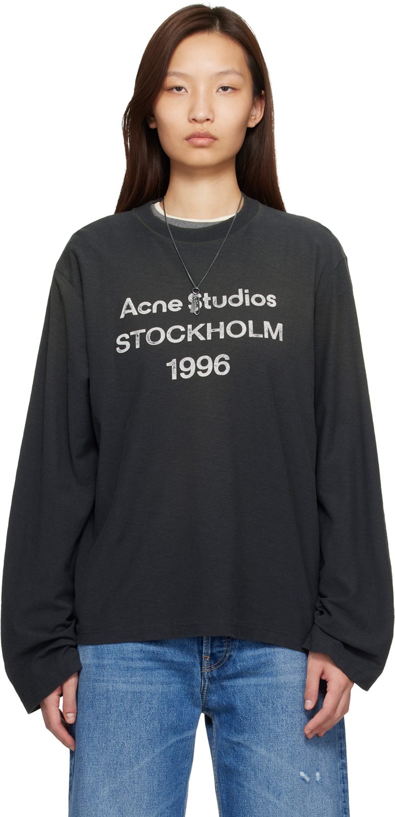 Black Relaxed Fit Logo T-shirt 261129F110043