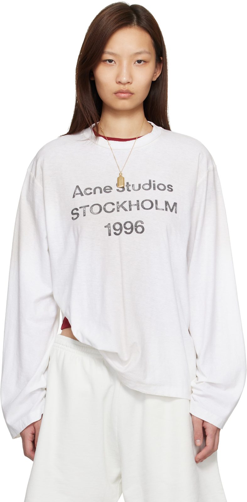 White Relaxed Fit Logo T-shirt 261129F110042