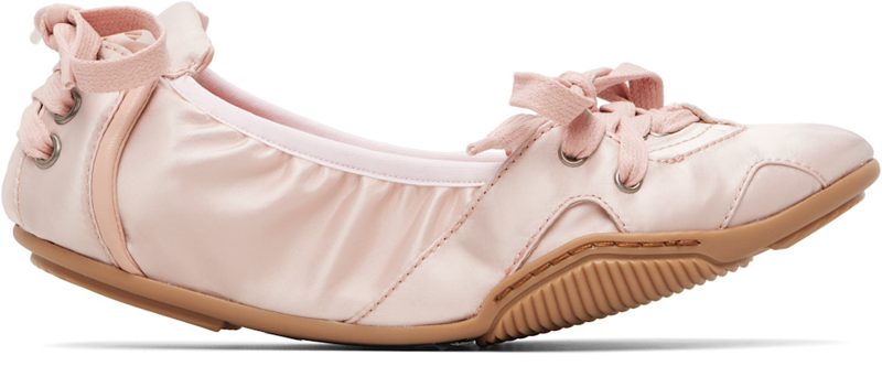 Pink Lace-Up Satin Sneakers 261129F128005