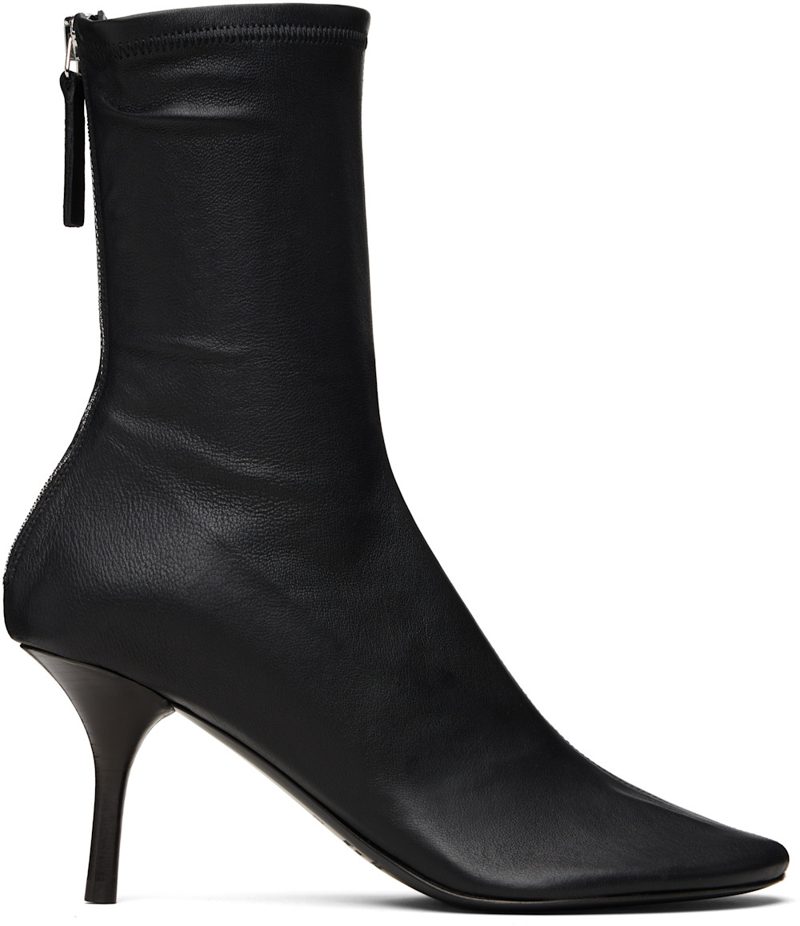 Black Leather Ankle Boots 261129F113001