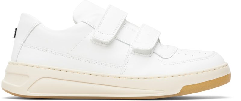 White Velcro Strap Sneakers 261129M237002