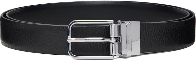 Black Leather Reversible Belt 261085M131056