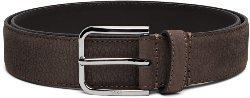 Brown Pin-Buckle Nubuck Belt 261085M131020