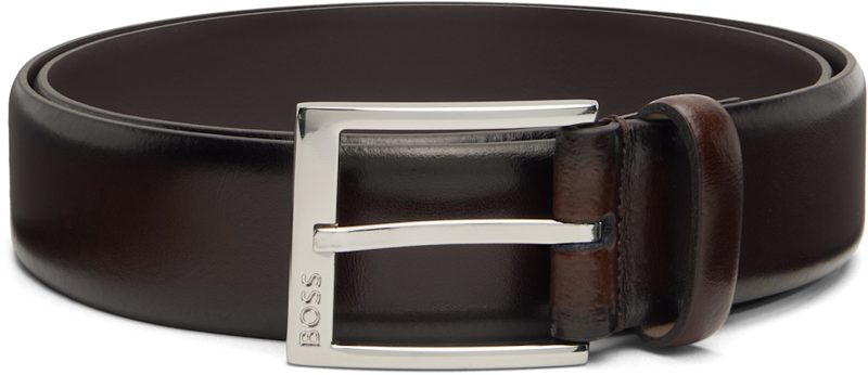 Brown Branded-Buckle Belt 261085M131009