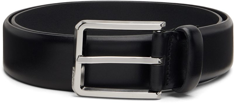 Black Buffed Leather Belt 261085M131004