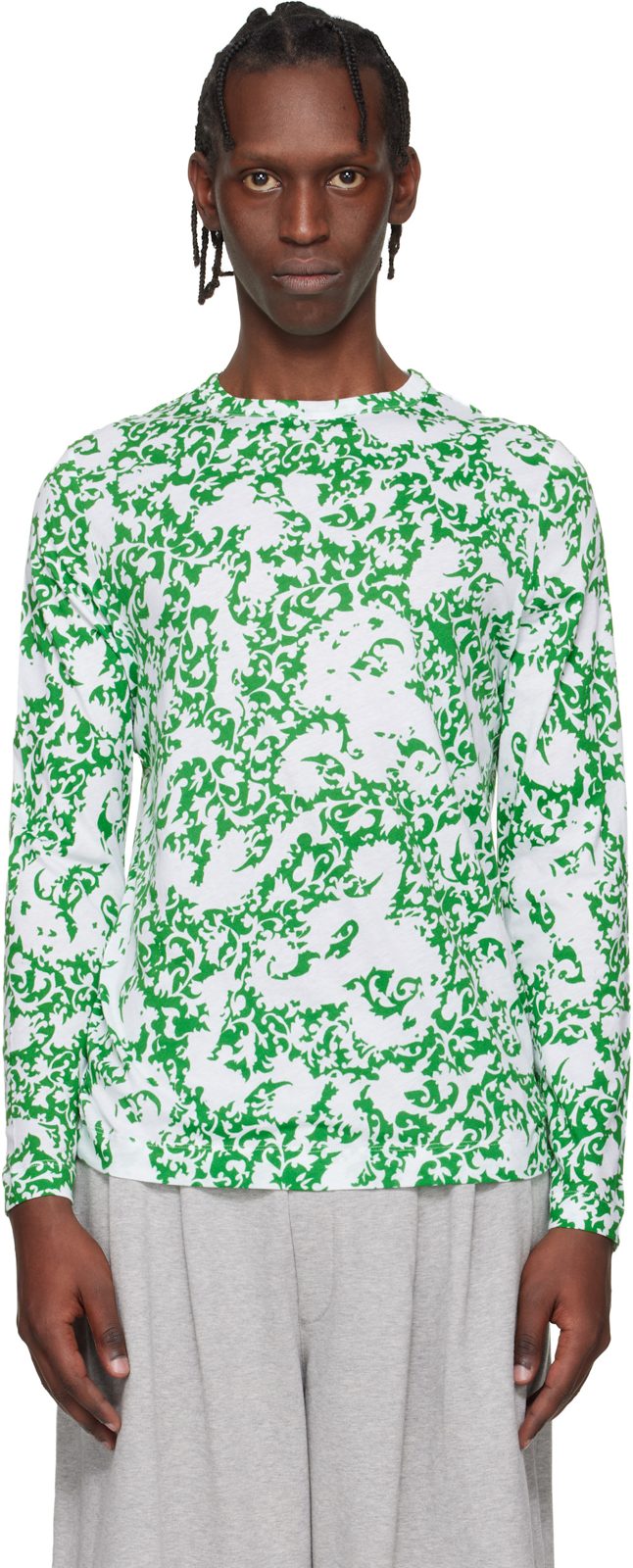 Green & White Floral T-shirt 261358M213007