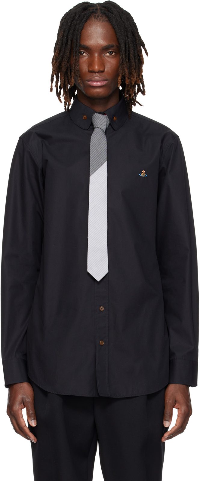 Black Two Button Krall Shirt 261314M192019