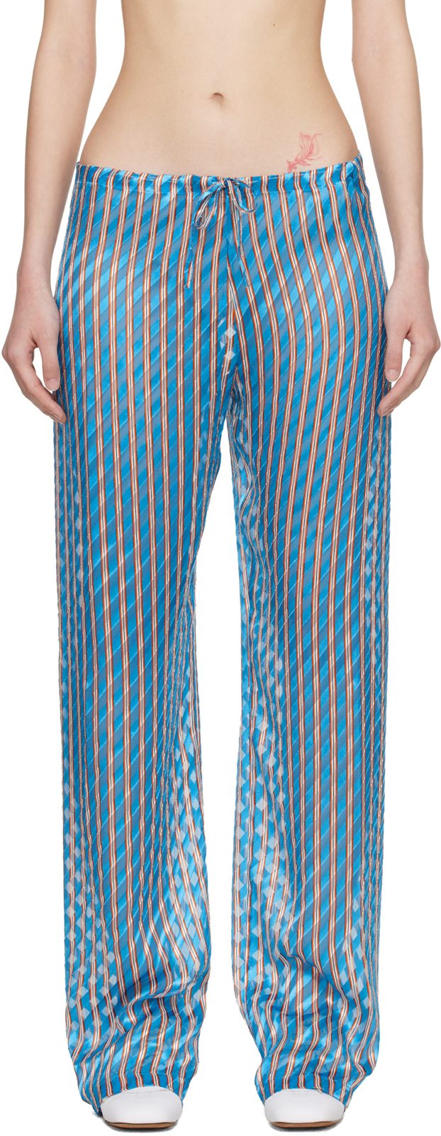 Blue Devore Elasticated Trousers 261358F087005