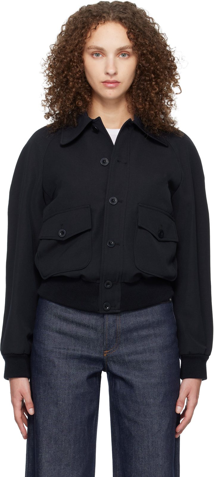Navy Raglan Bomber Jacket 261252F058000