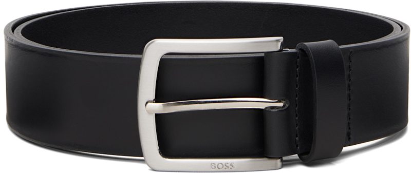 Black Italian-Leather Logo-Engraved Belt 261085M131017