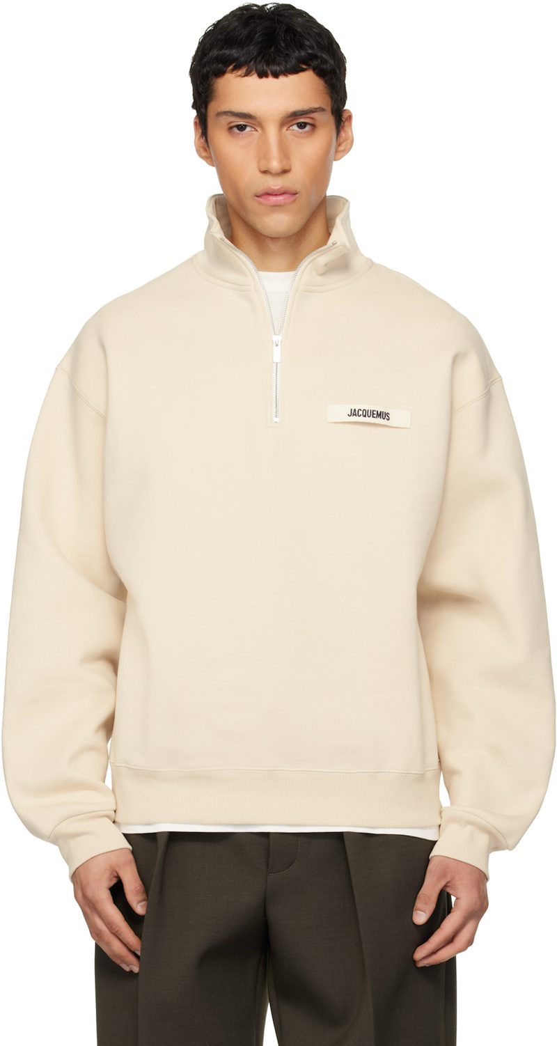 Beige The Gros Grain zipped-rollneck Sweatshirt 261553M202013