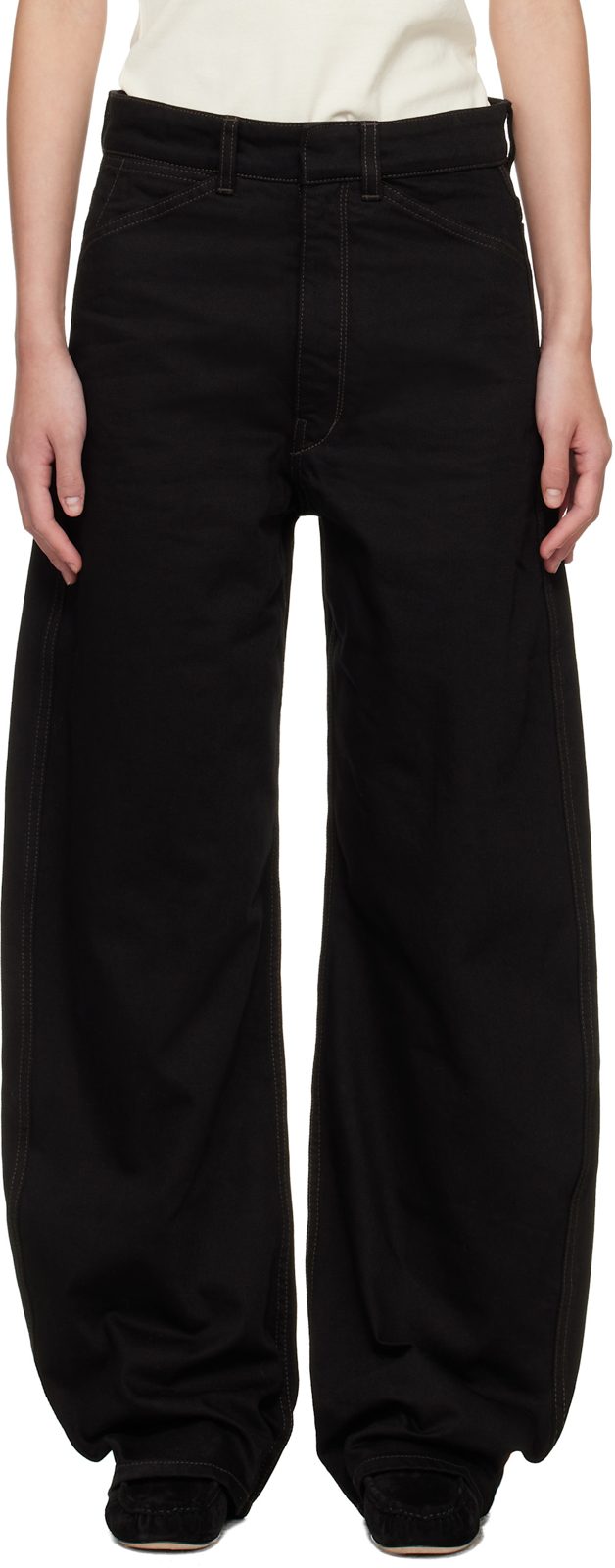 Black High Waisted Curved Jeans 261646F069013