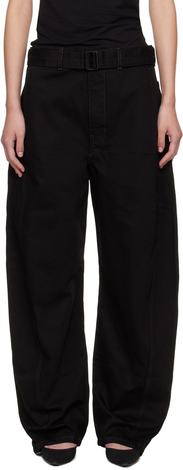 Black Twisted Belted Jeans 261646F069001