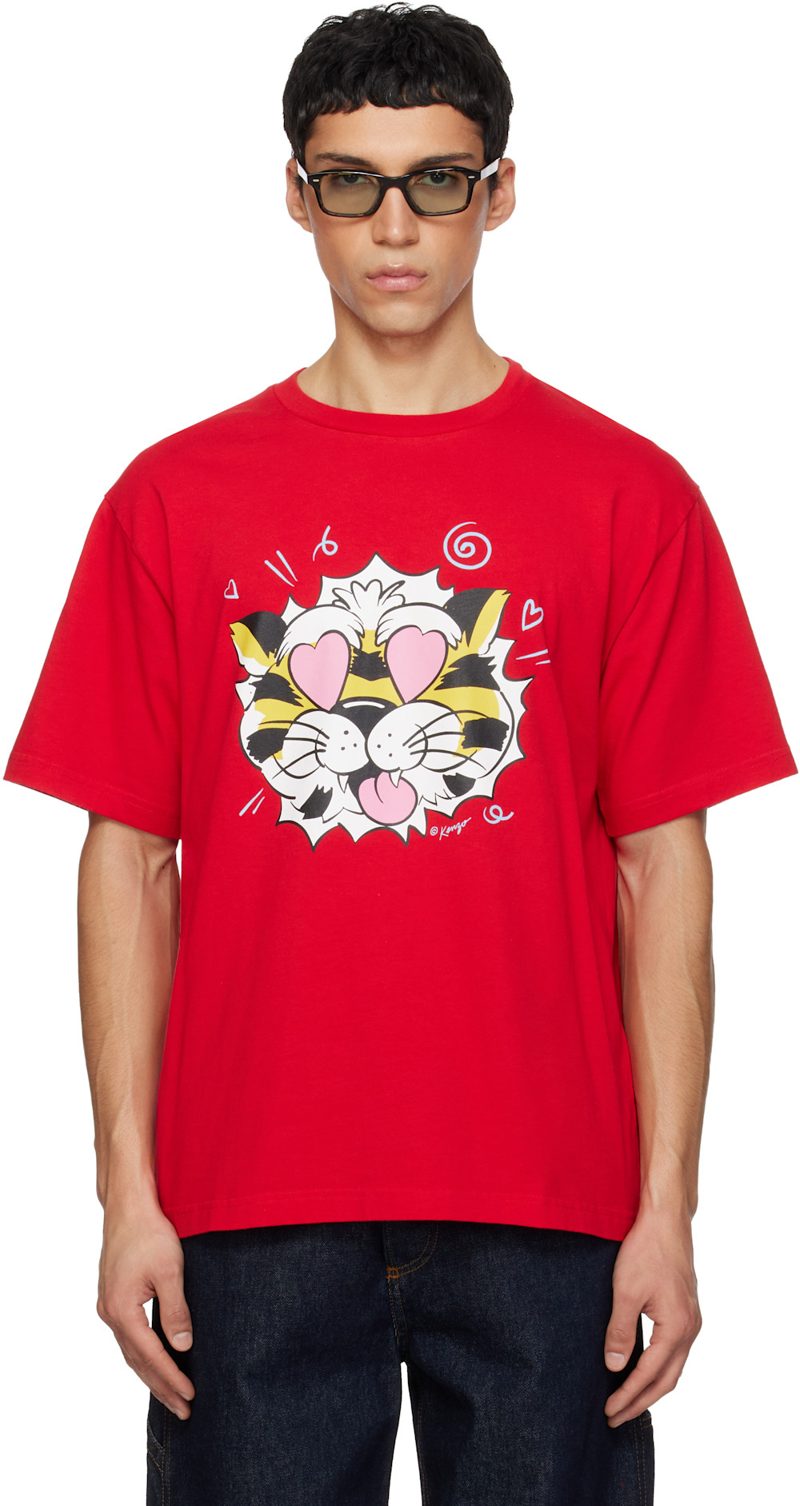 Red [겐조] Paris Wild Tiger Oversized T-shirt 261387M213009