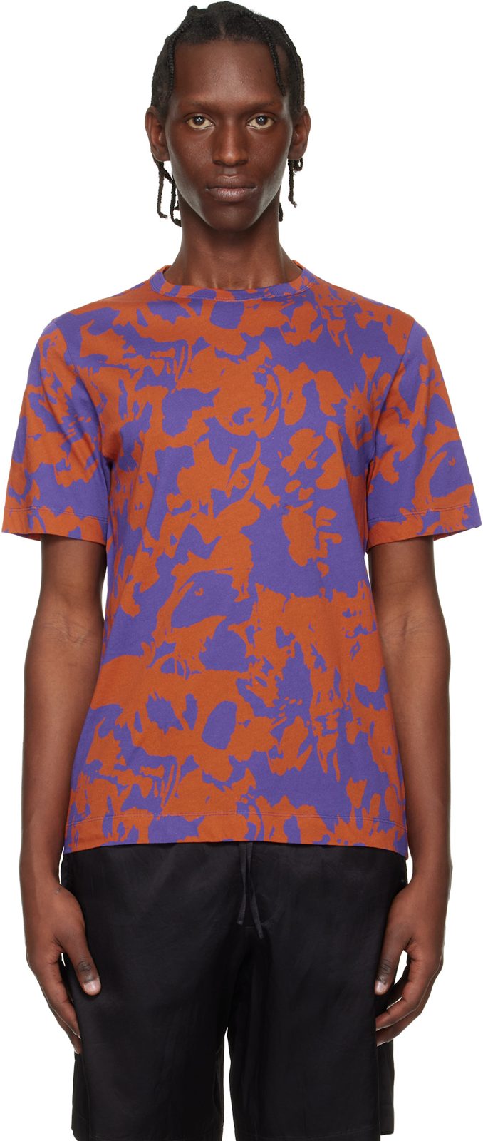 Orange & Purple Printed Cotton T-shirt 261358M213010