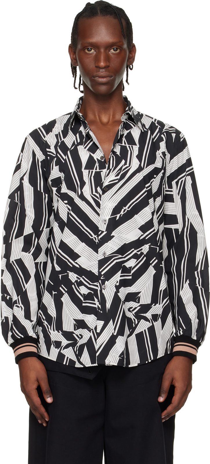Black & White Poplin Shirt 261358M192054