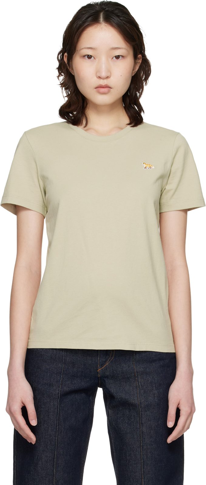 Maison Kitsune Beige Baby Fox Regular T-shirt 261389F110023