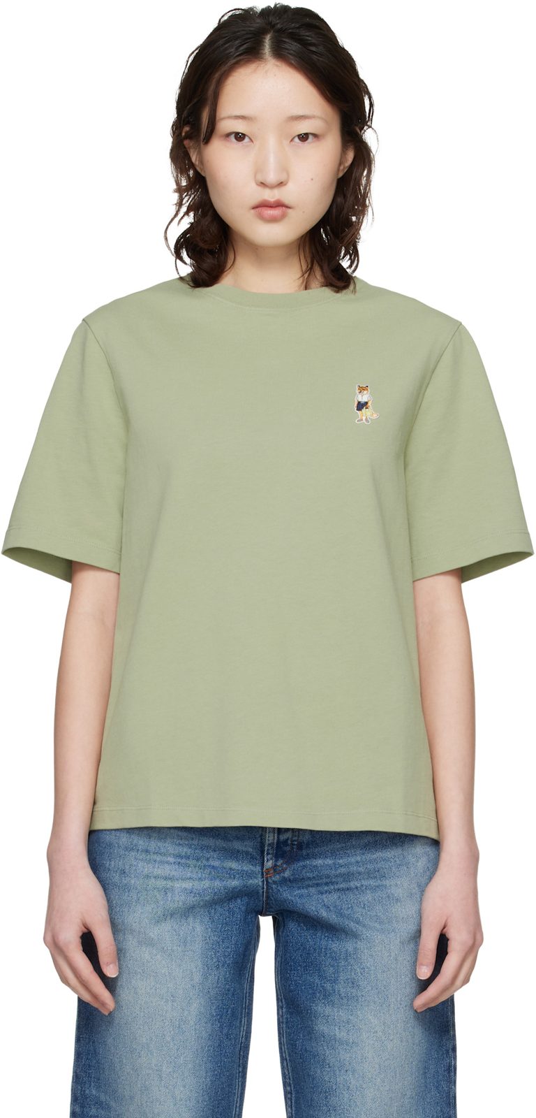 Maison Kitsune Green Dressed Fox Comfort T-shirt 261389F110009