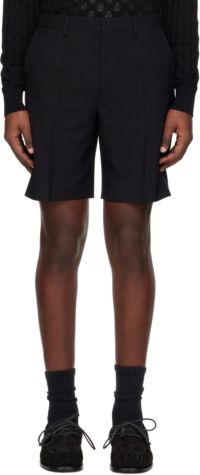 Black Creased Shorts 261358M193062