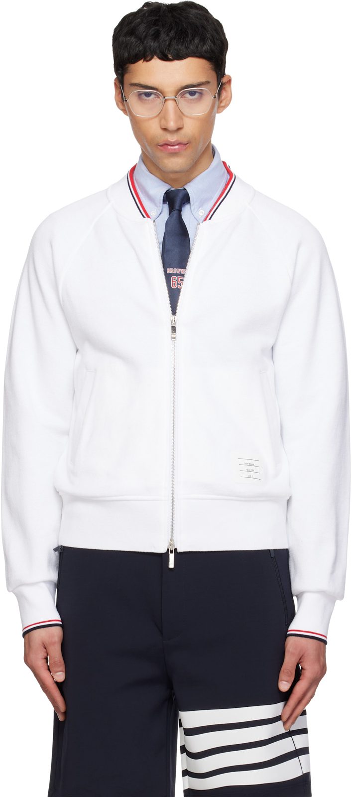 White Pique loopback RWB Tipping Sweater 261381M202008