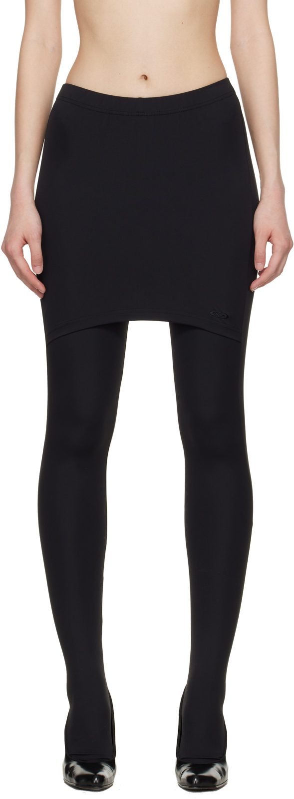 Black Push-Up Front Skirt Tights 261669F085000
