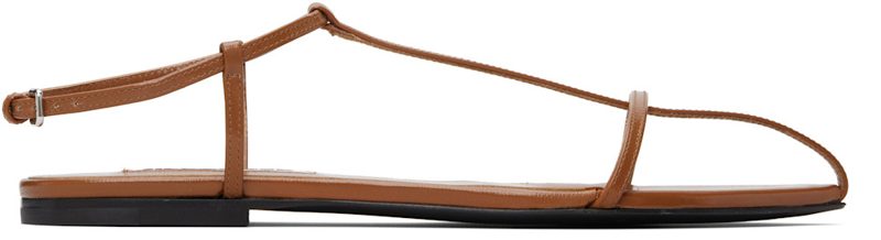 Brown Cage Flat Sandals 261249F124004