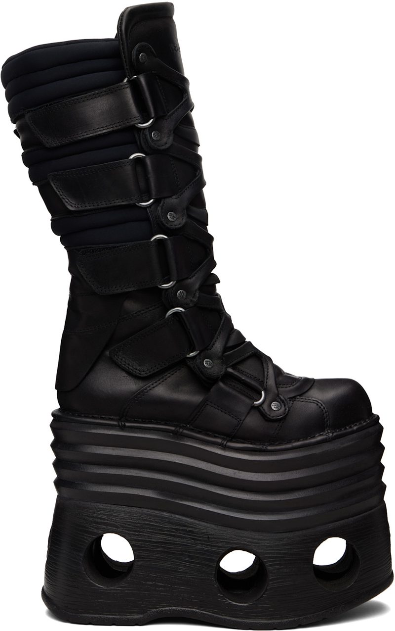Black New Rock Edition Platform Tower Boots 261669M228001