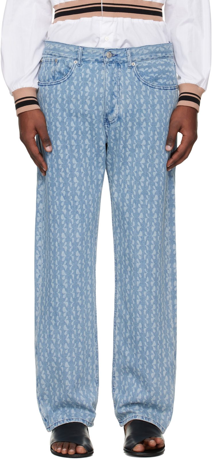 Blue Printed Jeans 261358M186008